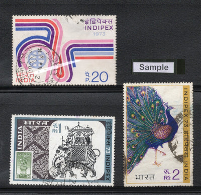 India 1973 INDIPEX -1973 Philatelic Exhibition Phila-593-95 Used Stamp Set # 1358