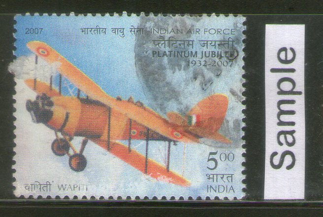 India 2007 Platinum Jubilee Indian Air Force Aviation Phila-2307 Used Stamp