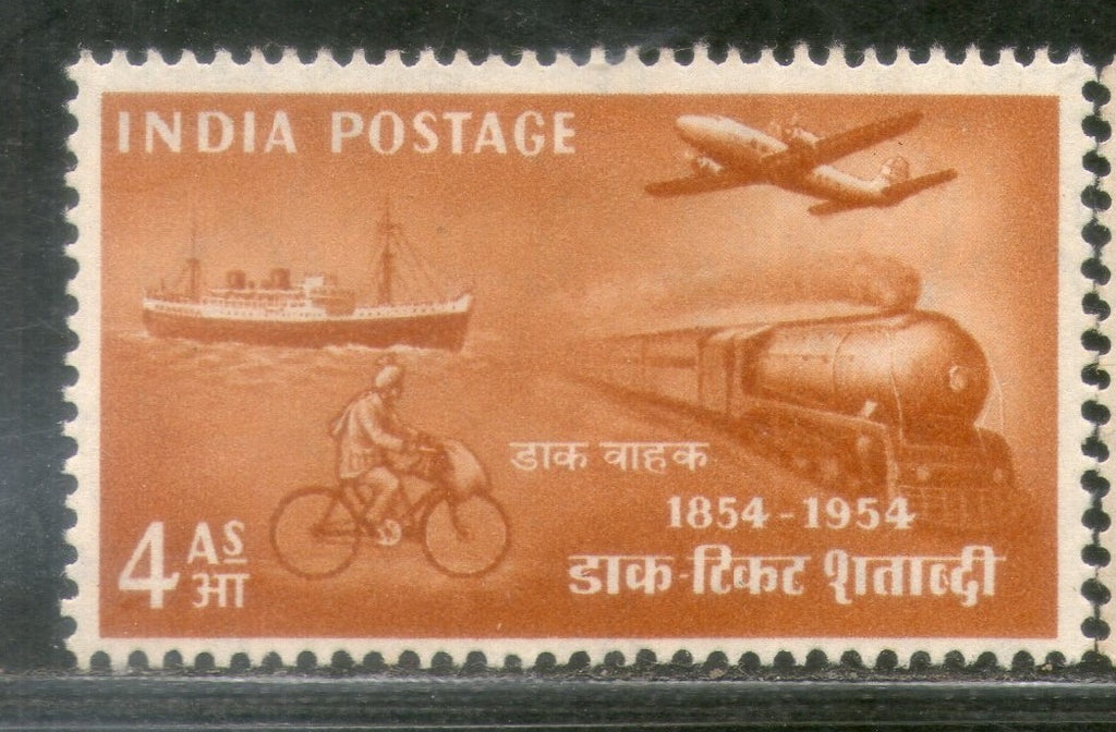 India 1954 4As Stamp Centenary Mail Transport Phila -314 Mint Without Gum # 60