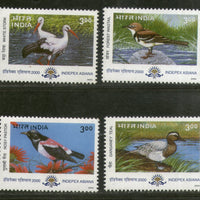 India 2000 Migratory Birds Stork Rosy Pastor Wagtail Teal Phila-1763-66 MNH