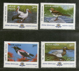 India 2000 Migratory Birds Stork Rosy Pastor Wagtail Teal Phila-1763-66 MNH