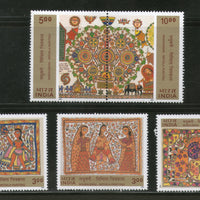 India 2000 Madhubani Painting Art Se-tenant Phila-1787-91 MNH 5v Complete Set