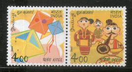 India 2004 Greetings Kites Dolls Art Phila-2087 Se-tenant MNH