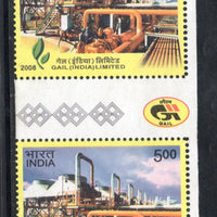 India 2008 GAIL Gas Authority of India Gutter Pair Phila-2409 MNH