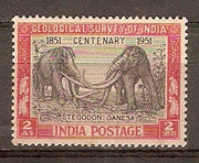 India 1951 Geological Survey Elephant Pre Historic Animal Phila-298 1v Without Gum # 296