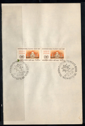 India 1967 International Tourist Year Taj Mahal Phila-443 Pair FD Cancelled on Plain Paper