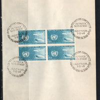 India 1968 UN Trade & Development Phila-459 BLK/4 FD Cancelled on Plain Paper