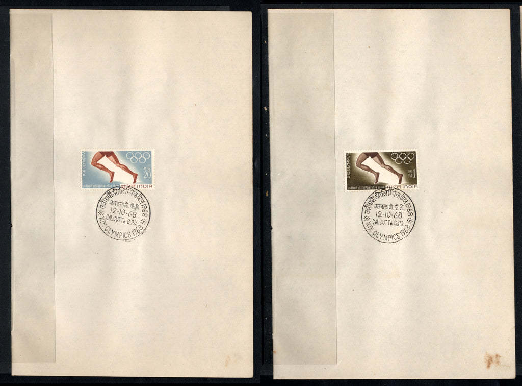 India 1968 XIX Olympic Games Mexico Phila-467-68 2v Set FD Cancelled on Plain Paper