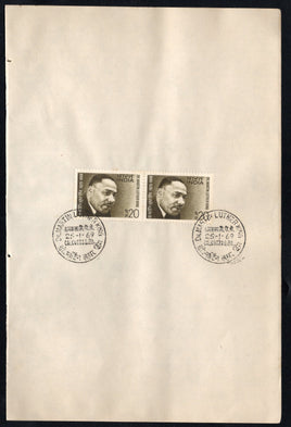India 1969 Dr. Martin Luthar King Nobel Prize Winner Phila-482 Pair FD Cancelled on Plain Paper