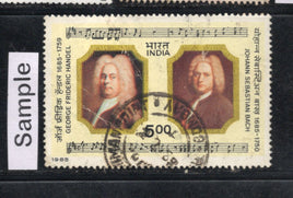 India 1985 Handel & Bach Music Musician Phila-1024 Used Stamp # 545