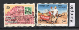 India 1986 INPEX-86 Hawa Mahal Camel Post Office Phila-1031-32 Used Stamp Set