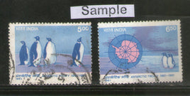 India 1991 Antarctic Treaty Penguin Map Phila 1282-83 Used Stamp Set