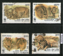 India 1999 WWF Asiatic Lion Wild Life Animal Phila-1703-6 Used Stamp Set