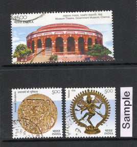 India 2003 Chennai Museum Natraj Dance Music Coin Phila-1976-78 Used Stamp Set