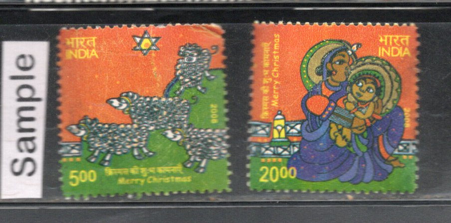 India 2008 Merry Christmas Festivals Phila-2418-19 Used Stamp Set # 159