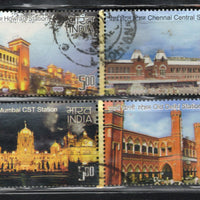 Inde 2009 Patrimoine Gares ferroviaires Transport Phila-2499a Jeu de timbres d'occasion n° 1081
