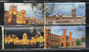 Inde 2009 Patrimoine Gares ferroviaires Transport Phila-2499a Jeu de timbres d'occasion n° 1081