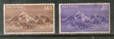 India 1953 Conquest of Mount Everest Mountain Phila-308-9 2v Fine Used Set # 298