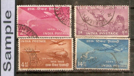 India 1954 Postage Stamp Centenary Mail & Airmail Transport 4v Phila-312-15 Used Set