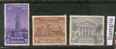 India 1957 Centenary of Indian Universities Phila-329a 3v Used Stamp Set