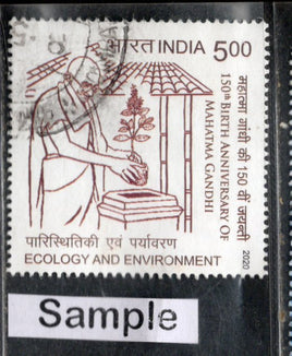 Timbre d'occasion Phila-3729, 151e anniversaire de la naissance du Mahatma Gandhi, Inde, 2020