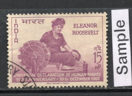 India 1963 E. Roosevelt Human Rights Phila-394 1v Used Stamp