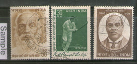 India 1973 Personalities Ranjit Singh Cricket Vithalbhai Patel Dutt Phila-586-88 3v Used Stamp Set