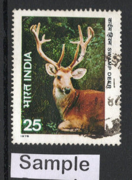 India 1976 25p Indian Wild Life Deer Animal Phila-699 Used Stamp