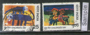 India 1977 National Children's Day Paintings Phila-742a Phila-2v Used Stamp Set