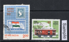 India 1982 INPEX Stamp on Stamp Flag Phila-917-18 Used Stamp Set