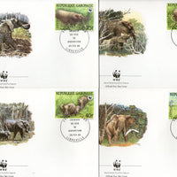 Gabon 1988 WWF African Elephant Sc 634-37 Wildlife Animal Fauna Mammals FDCs # 61