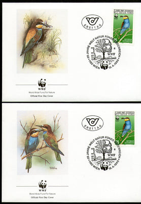 Austria 1988 WWF Bee Eater Birds Sc 1425 Wildlife Animal Fauna set of FDCs # Wwf64