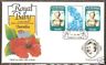 Tuvalu 1982 Princess Diana & Royal Baby Flower Orchid Map Gutter Pair FDC 594-45