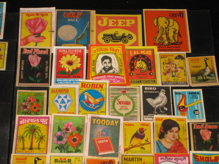 India 100 Diffrent Match Box Labels Elephant Bird Lion Monkey Ship Rose Tiger - Phil India Stamps