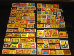 India 100 Diffrent Match Box Labels Elephant Bird Lion Monkey Ship Rose Tiger - Phil India Stamps