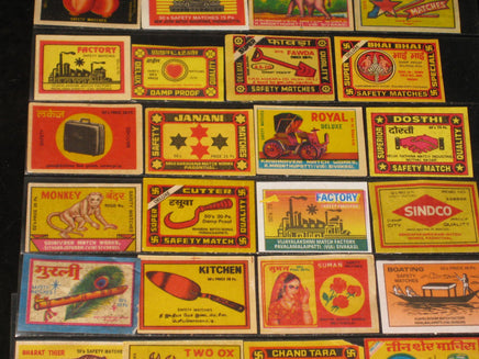 India 100 Diffrent Match Box Labels Elephant Bird Lion Monkey Ship Rose Tiger - Phil India Stamps