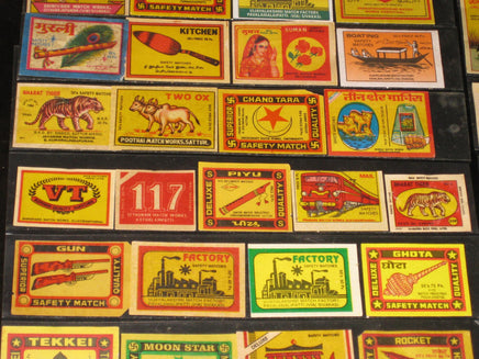 India 100 Diffrent Match Box Labels Elephant Bird Lion Monkey Ship Rose Tiger - Phil India Stamps