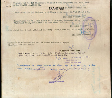 India 1940's Diabari Tea Company Share Certificate with Revenue Stamp # 10385A - Phil India Stamps