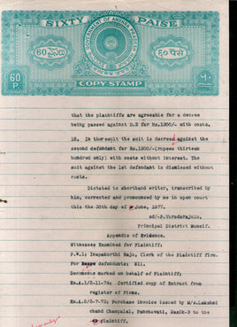 India Fiscal Andhra Pradesh State 60p Copy Stamp Paper Court Fee Revenue # 10445E