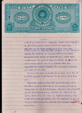 India Fiscal Andhra Pradesh State 60p Copy Stamp Paper Court Fee Revenue # 10445M