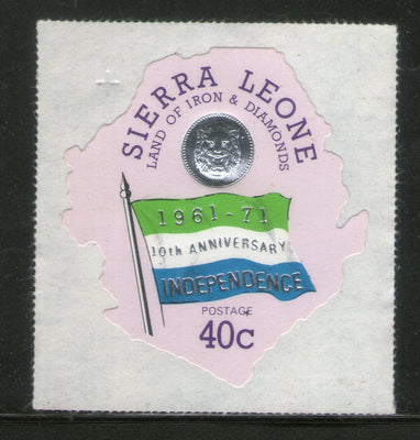 Sierra Leone 1971 40c Flag Map Coin Odd Shaped Sc 420 MNH # 5508a