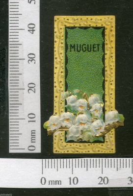 India 1950's Muguet Flowers French Print Vintage Perfume Label Multi-Colour # 105 - Phil India Stamps