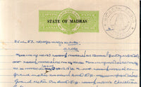 India Fiscal Travancore Cochin O/P Madras 2As Conch Shell Stamp Paper T5 KM52 Court Fee Revenue # 10754B