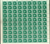 India 1960 1p Map of India 3rd Definitive Series Ashokan Phila-D52 Full Sheet of 90 Stamps MNH # 10845