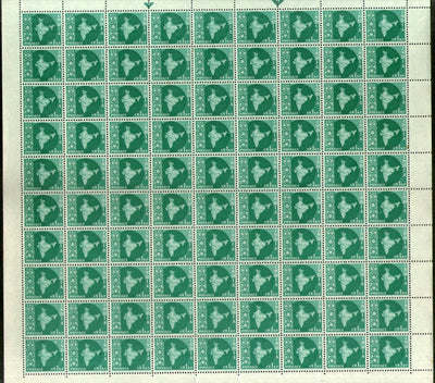 India 1960 1p Map of India 3rd Definitive Series Ashokan Phila-D52 Full Sheet of 90 Stamps MNH # 10845