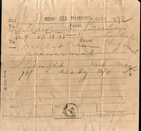 India 1908 Telegraph / Telegram Bombay to Bahawalpur Pakistan + Envelope #10930H