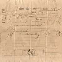 India 1908 Telegraph / Telegram Bombay to Bahawalpur Pakistan + Envelope #10930H
