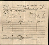 India 1907 Telegraph / Telegram Bombay to Bahawalpur Pakistan + Envelope #10930M