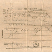 India 1908 Telegraph / Telegram Bombay to Bahawalpur Pakistan + Envelope #10930U