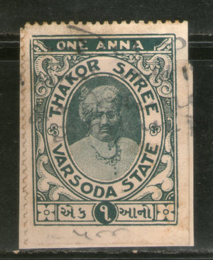 India Fiscal Varsoda State 1An King Revenue Stamp Court Fee # 1097